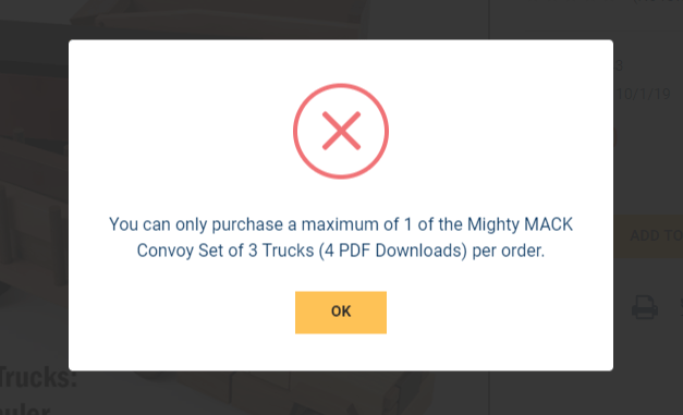 change the wording You can only purchase a maximum of 1