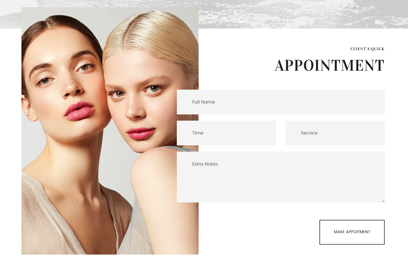 Beauty Appointment Section