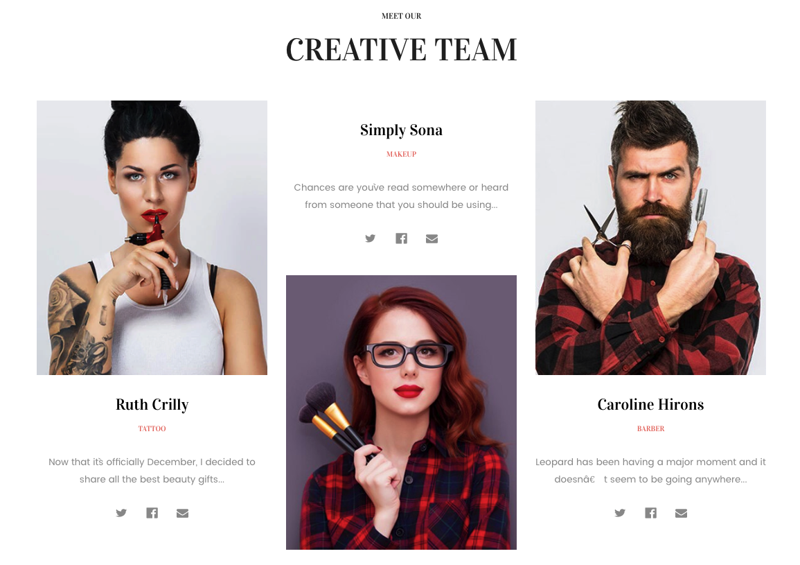 Beauty Creative Team Section