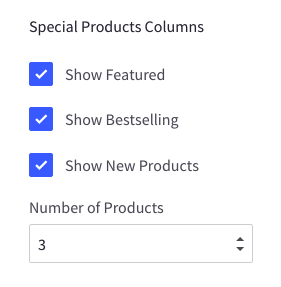 Configure special products columns